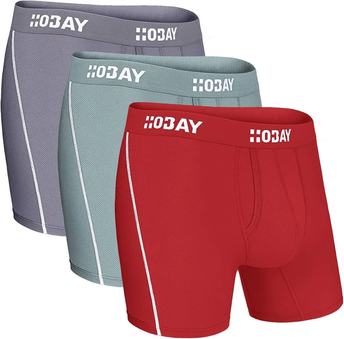 Men's Underwear 3 Pack Breathable Mesh Boxer Briefs Open Fly