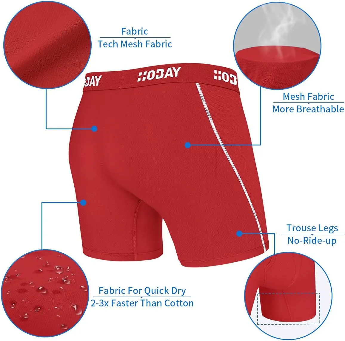 Men's Underwear 3 Pack Breathable Mesh Boxer Briefs Open Fly