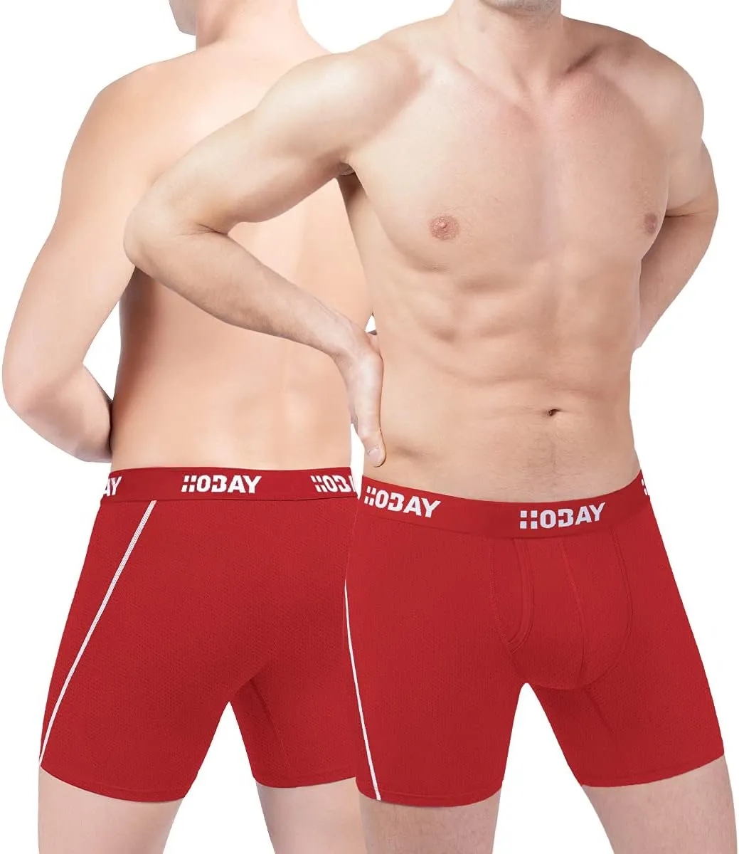 Men's Underwear 3 Pack Breathable Mesh Boxer Briefs Open Fly