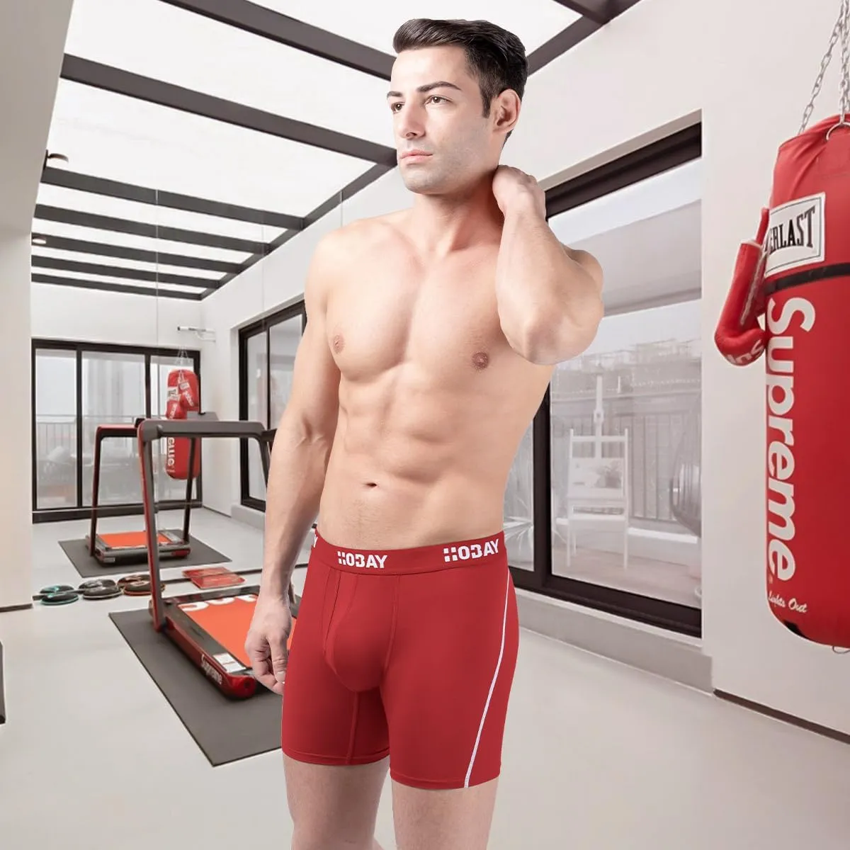 Men's Underwear 3 Pack Breathable Mesh Boxer Briefs Open Fly