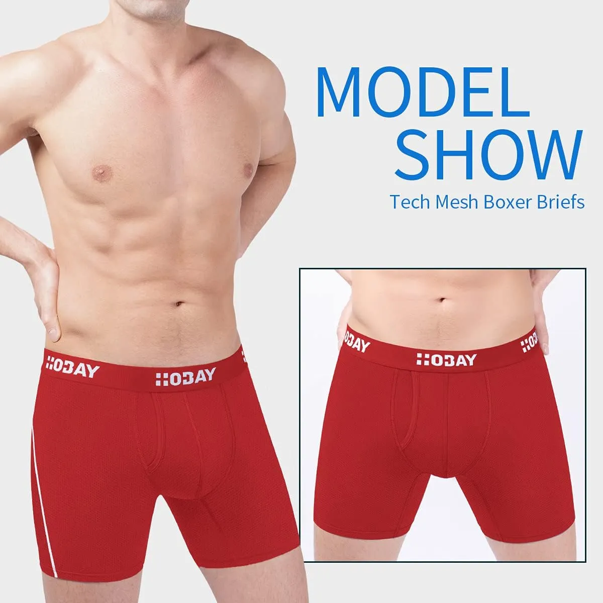 Men's Underwear 3 Pack Breathable Mesh Boxer Briefs Open Fly
