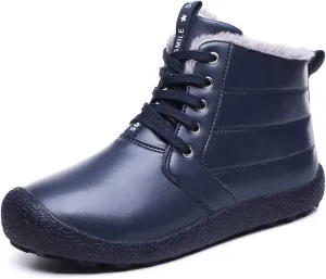 Mens Winter Snow Boots Fur Lined Warm Ankle Booties Waterproof Slip-on Sneakers Lightweight High Top Outdoor Shoes