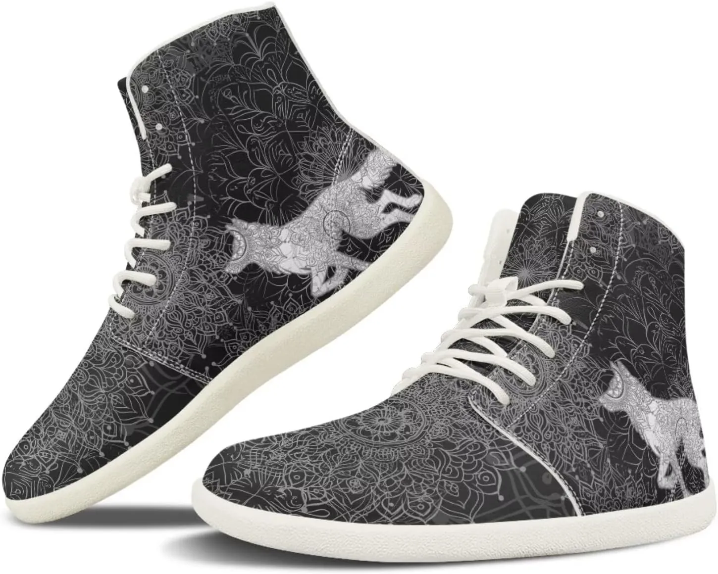 Men's Wolf Running Shoes Slip On Business Sneakers High Top Walking Gym Tennis Athletic Shoes