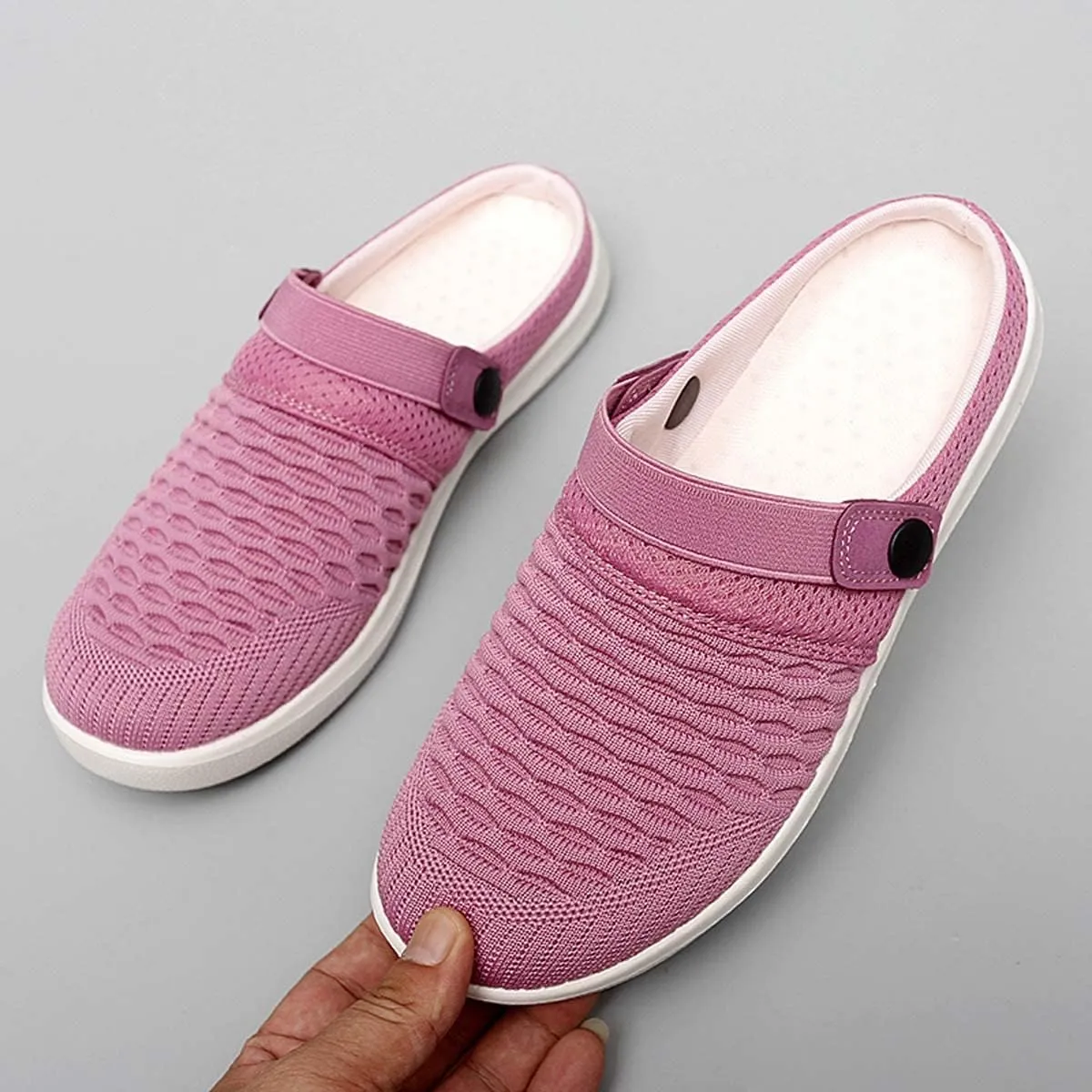 Men's Women's Summer Flat Sole Light Weight Breathable Mesh Quick Dry Beach Slippers Anti-Slip Garden Sandals Clogs Shoes Indoor Outdoor