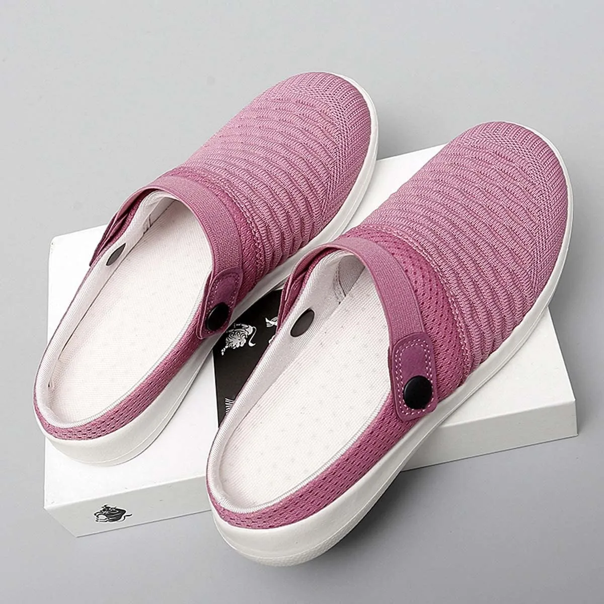 Men's Women's Summer Flat Sole Light Weight Breathable Mesh Quick Dry Beach Slippers Anti-Slip Garden Sandals Clogs Shoes Indoor Outdoor