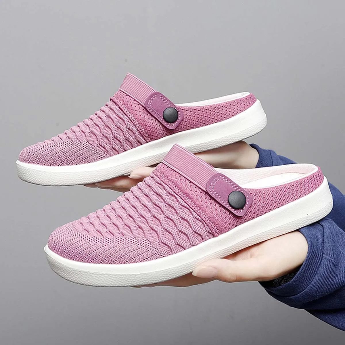 Men's Women's Summer Flat Sole Light Weight Breathable Mesh Quick Dry Beach Slippers Anti-Slip Garden Sandals Clogs Shoes Indoor Outdoor