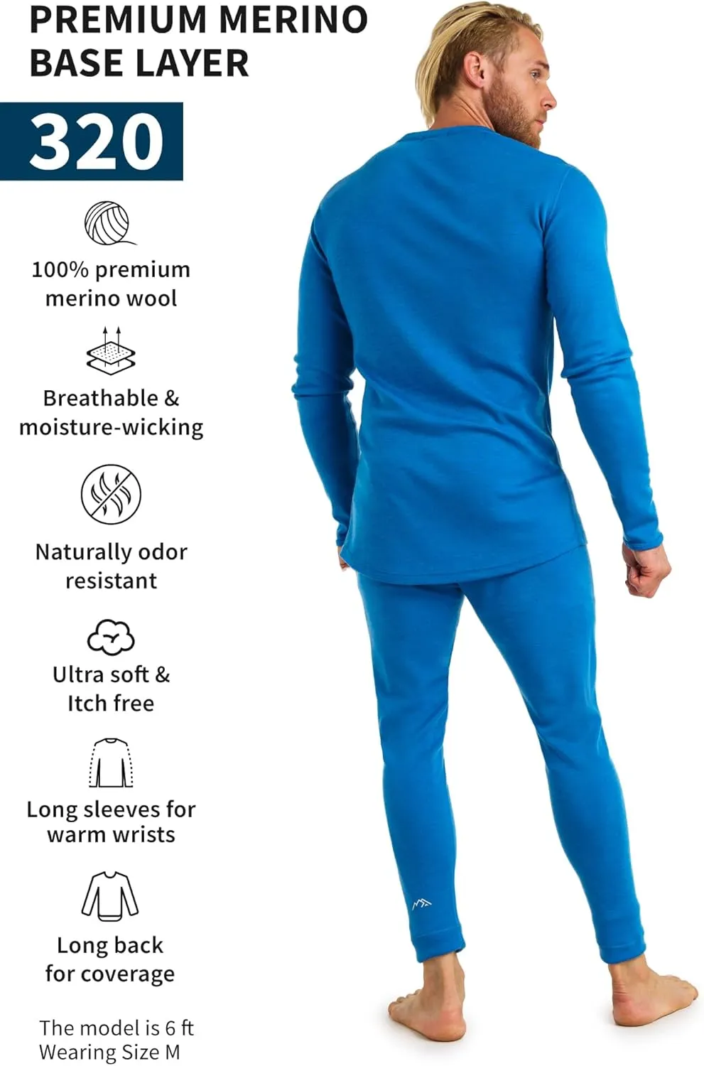 Merino.tech Merino Wool Base Layer Mens Set - Heavyweight, Midweight, Lite Merino Wool Thermal Underwear For Men Top, Bottom