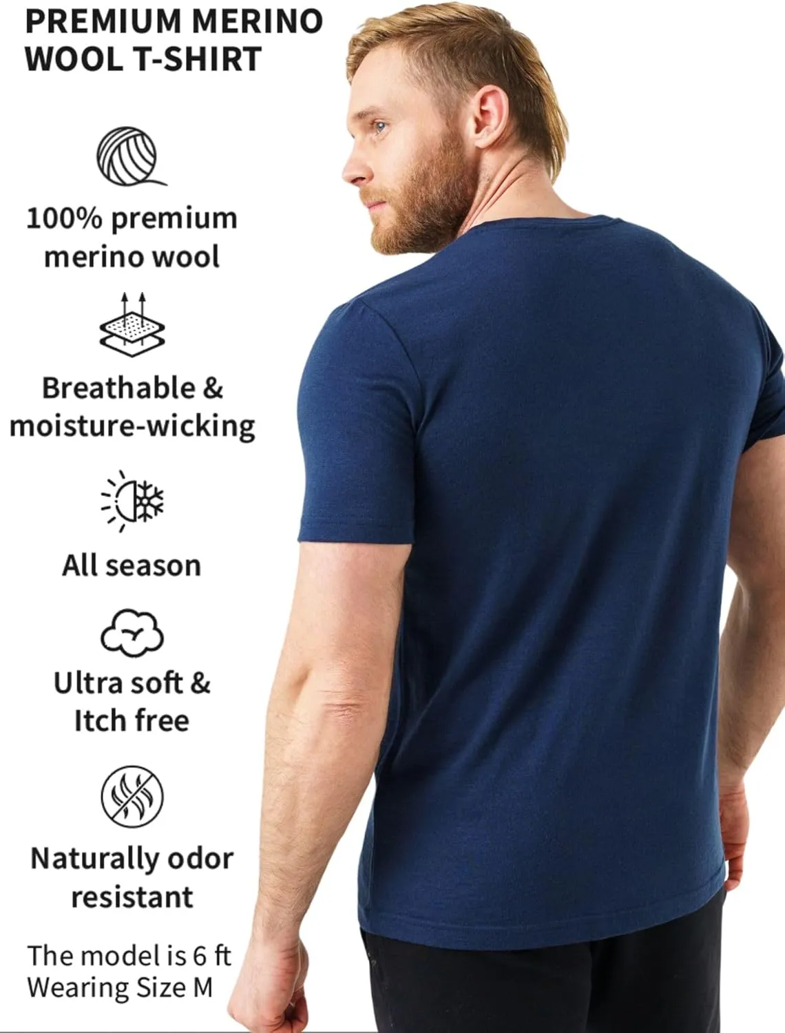 Merino.tech Merino Wool T-Shirt Mens - 100% Merino Wool Undershirt Lightweight Base Layer