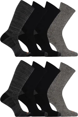 Merrell Unisex Adult Cushioned Midweight Crew Socks - 4, 8, 12 Pairs - Moisture Wicking