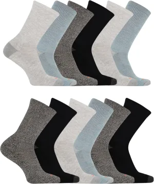 Merrell Unisex Adult Cushioned Midweight Crew Socks - 4, 8, 12 Pairs - Moisture Wicking