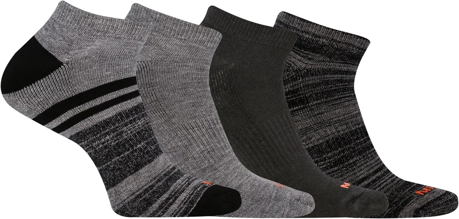 Merrell unisex-adult Cushioned Midweight Low Cut Socks 4 and 12 Pairs Moisture Wicking