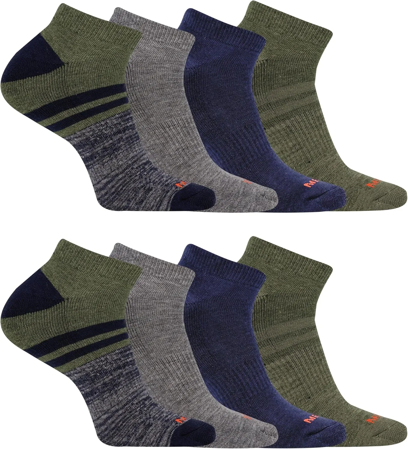 Merrell unisex-adult Cushioned Midweight Low Cut Socks 4 and 12 Pairs Moisture Wicking