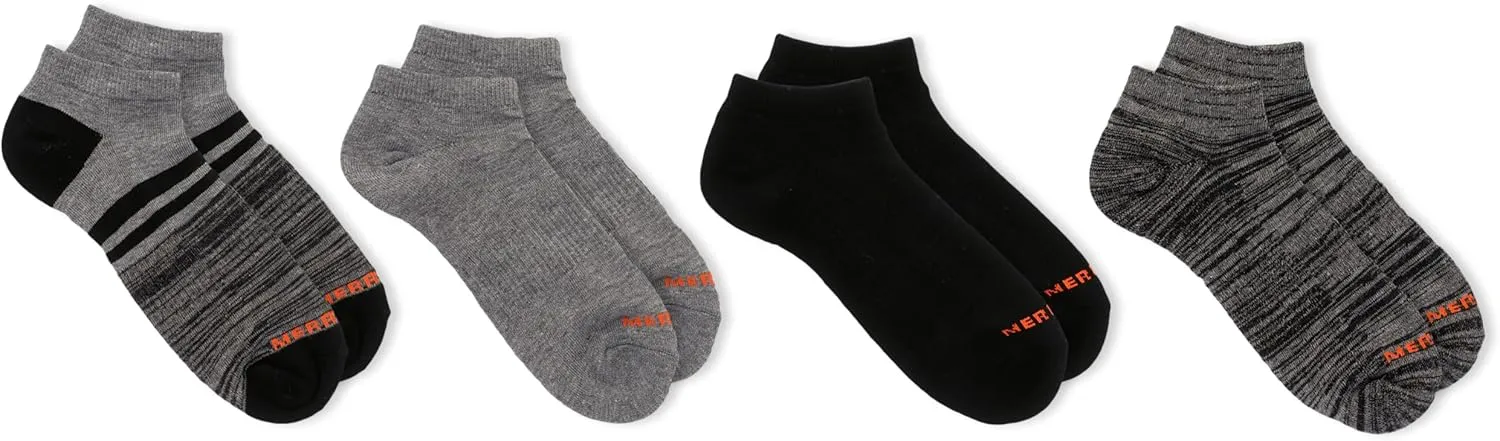 Merrell unisex-adult Cushioned Midweight Low Cut Socks 4 and 12 Pairs Moisture Wicking