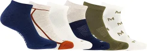 Merrell Unisex-Adult's Recycled Cushioned Socks Pack-Hiking Arch Support & Moisture Management, Navy Assorted (6 Pairs), S/M (Men's 5-8.5 / Women's 5-9.5)