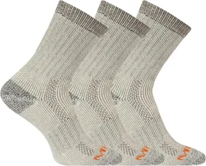 Merrell Wool Blend Heavyweight Hiker Crew Socks 3 Pair Pack, Dark Brown, M/L