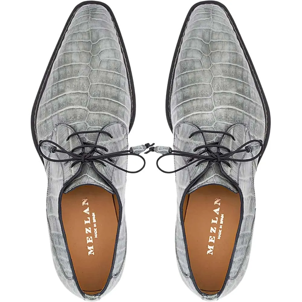 Mezlan Men's Cratos Exotic Crocodile Derby in Pearl Grey
