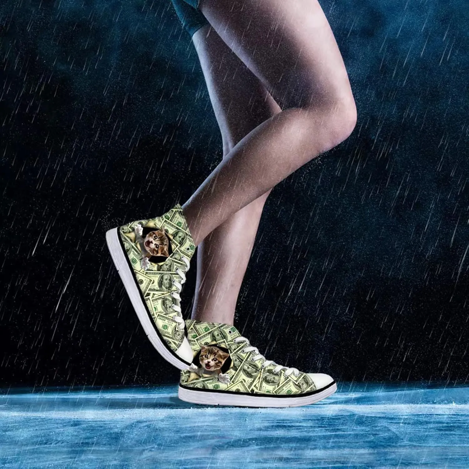 Micoklinlin Canvas Shoes for Women Teens High Top Canvas Sneakers Cute Animal Print Lightweight Girls Casual Walking Shoes