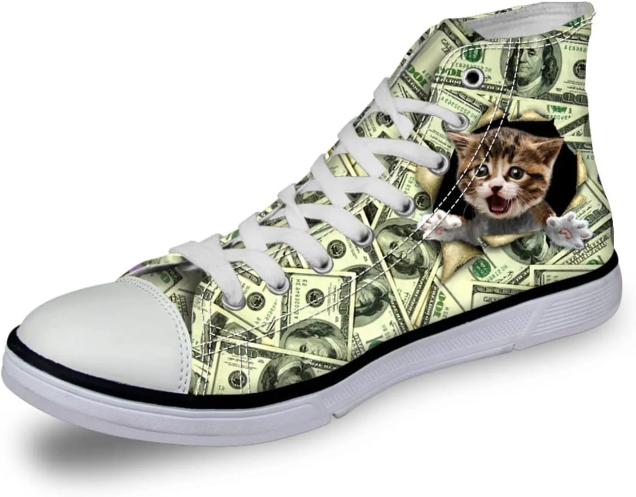 Micoklinlin Canvas Shoes for Women Teens High Top Canvas Sneakers Cute Animal Print Lightweight Girls Casual Walking Shoes