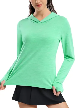 MIER Women's Long Sleeve Workout Shirts Sun Protection Hoodie UPF 50  UV Shirt for Fishing Hiking Running, Lightweight