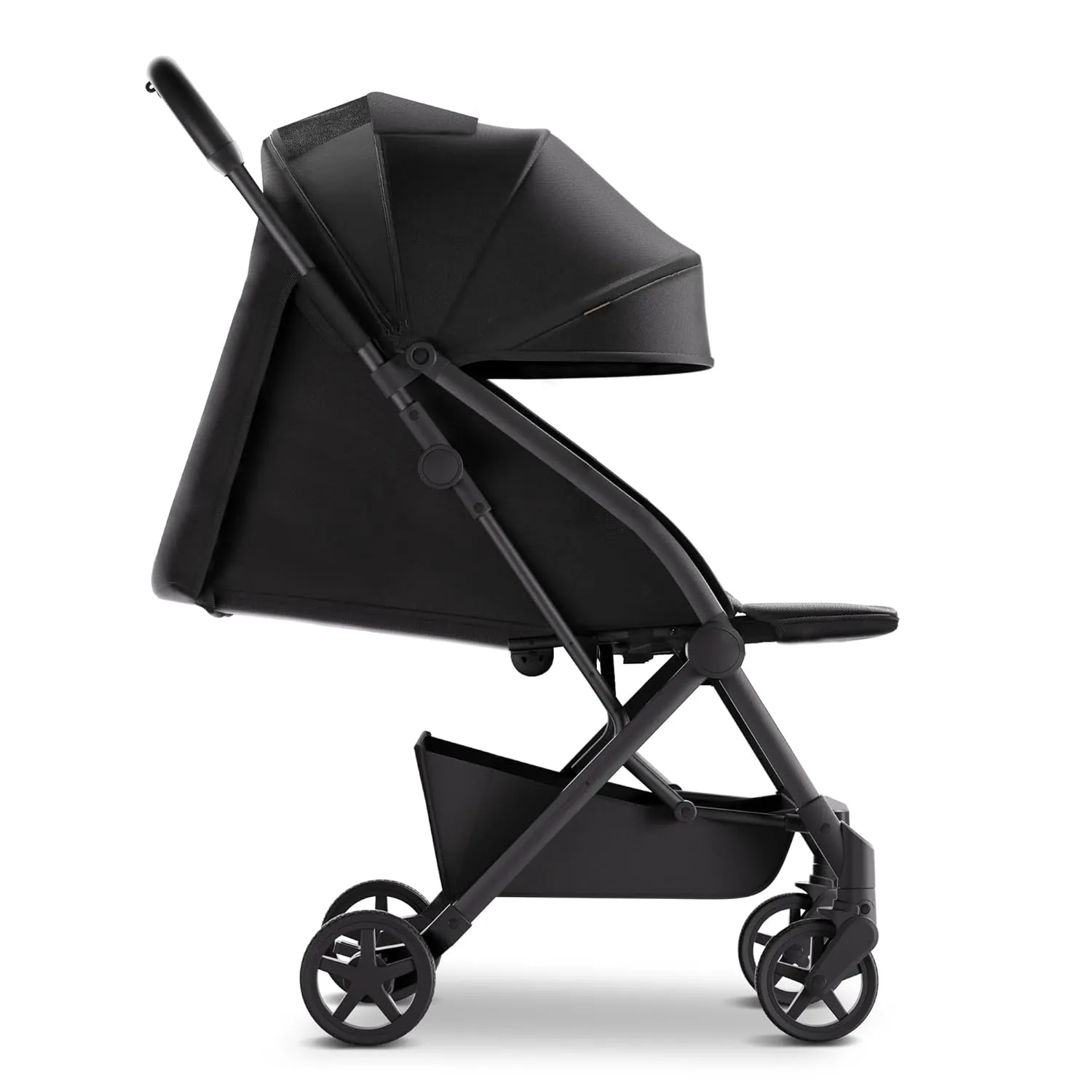 Mompush Lithe V2 Lightweight Stroller with Snack Tray, Ultra-Compact Fold & Airplane Ready Travel Stroller, Near Flat Recline Seat, Cup Holder, Raincover & Travelbag Included