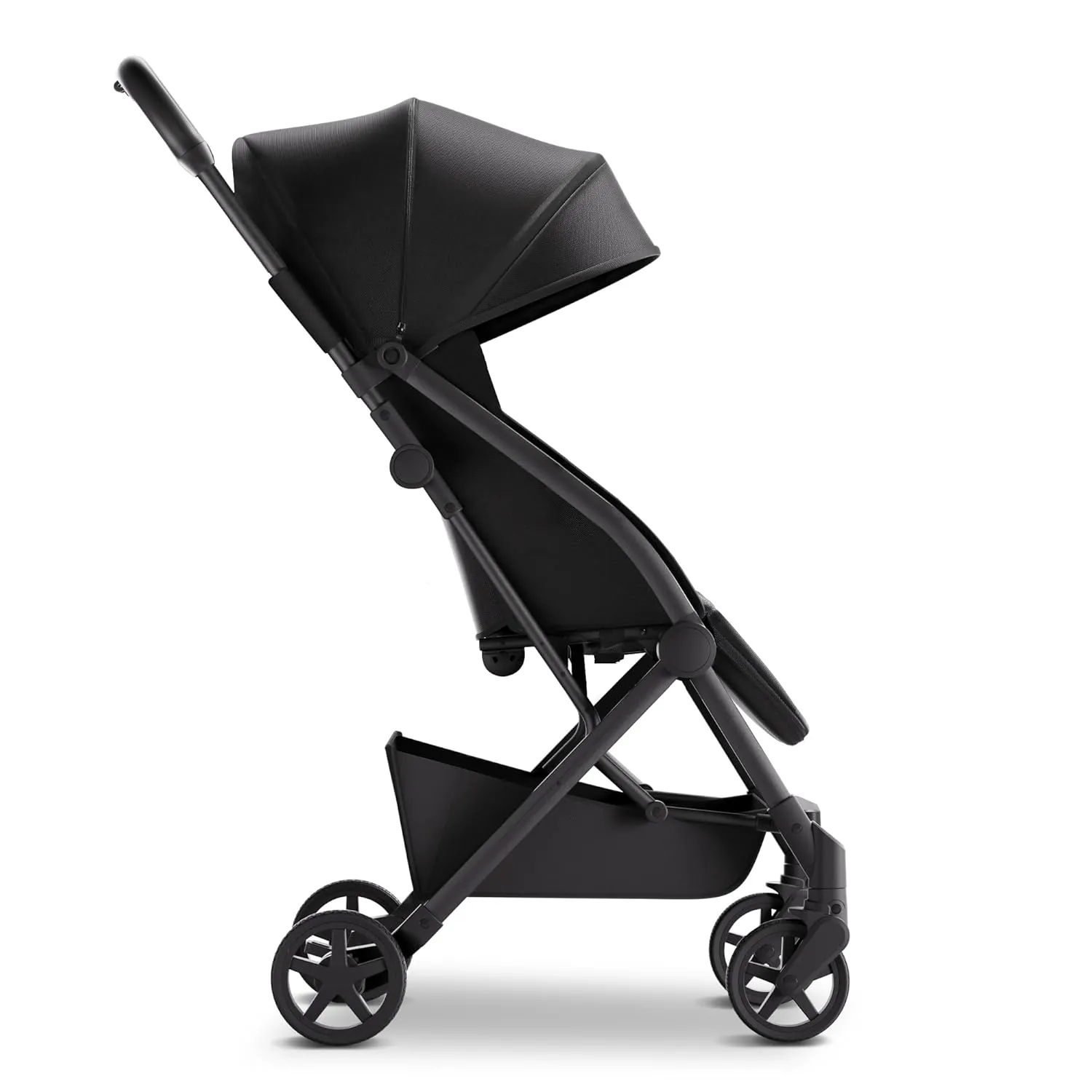 Mompush Lithe V2 Lightweight Stroller with Snack Tray, Ultra-Compact Fold & Airplane Ready Travel Stroller, Near Flat Recline Seat, Cup Holder, Raincover & Travelbag Included