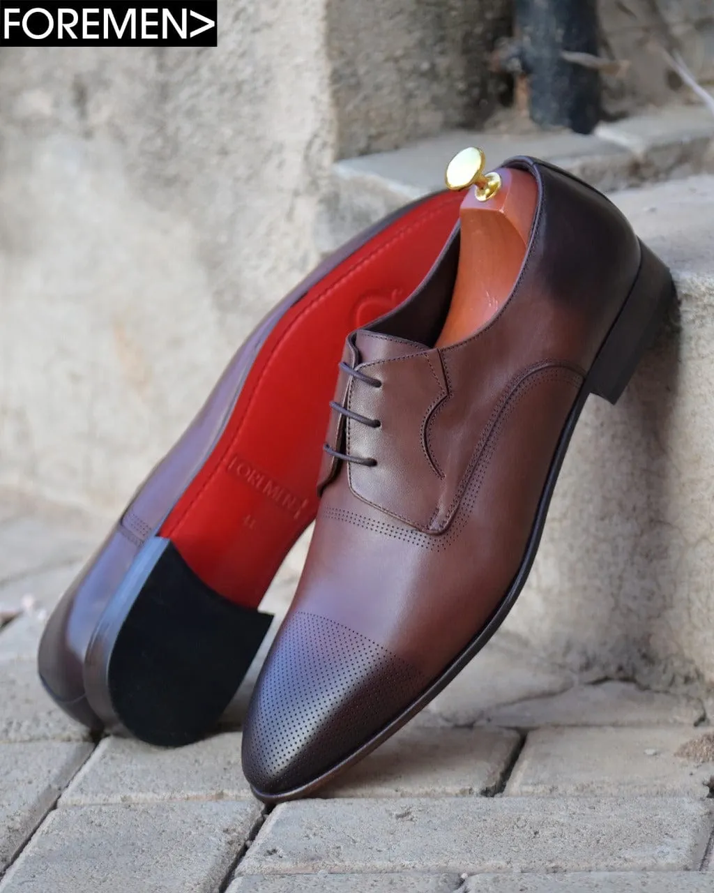 MONARCH | Dark Tan Leather Sole Derbies