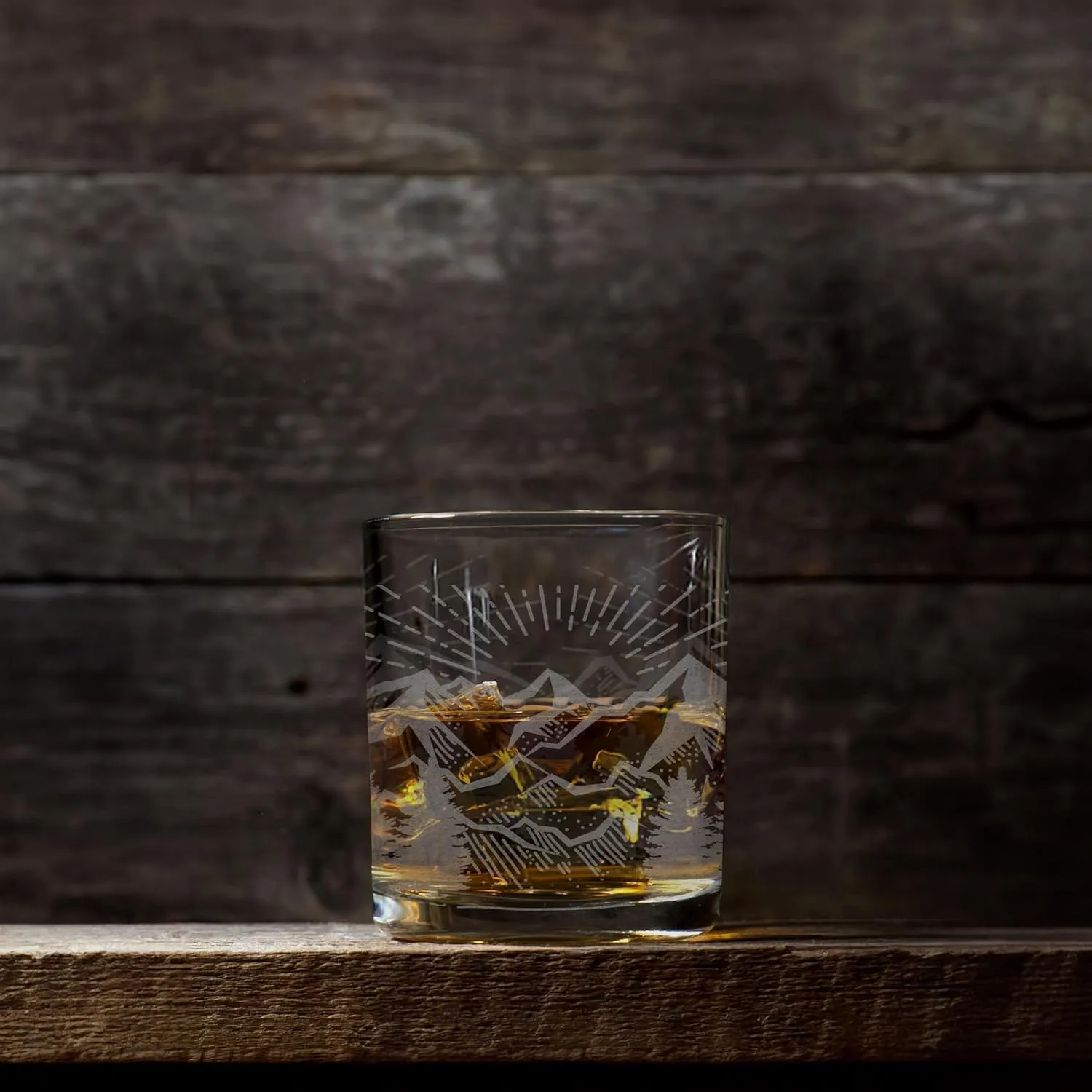 MOUNTAIN SUNRISE 11oz Rocks Glass | Outdoor Adventure Whiskey Tumbler | Great Gift Idea!