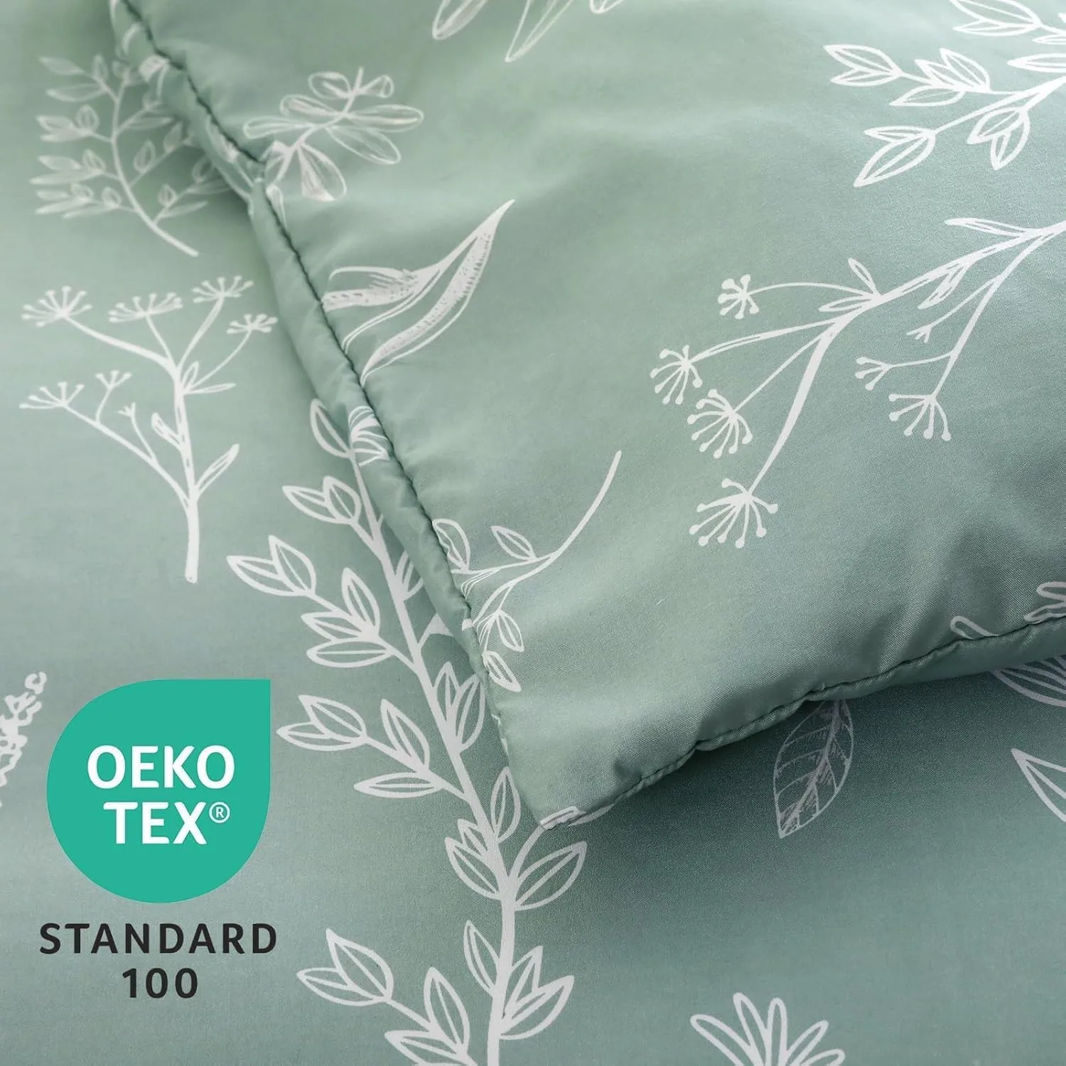 MUXHOMO Full Comforter Set, Sage Green Elegant Floral Print Bed in a Bag 7 Pieces, Ultra Soft & Breathable Reversible Botanical Pattern Bedding Set with Comforter, Sheets, Pillowcases, and Shams