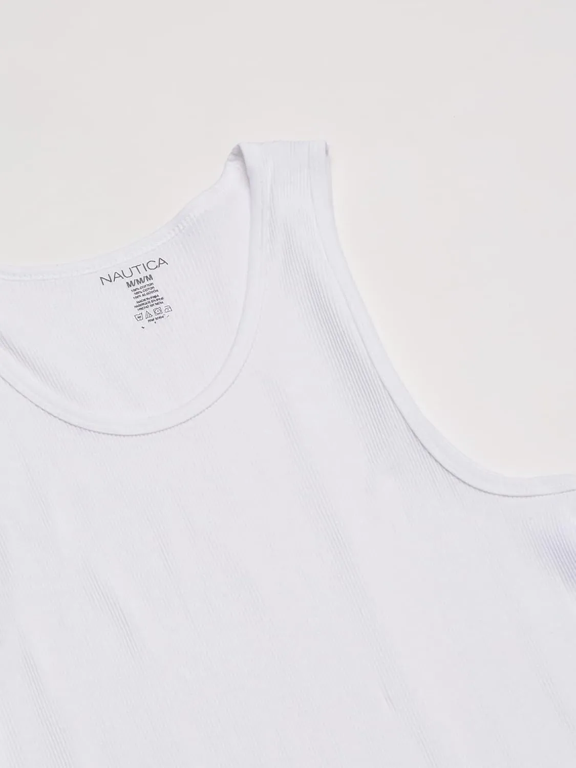 Nautica Men's 4 Pack Ribbed Cotton Tank Undershirts