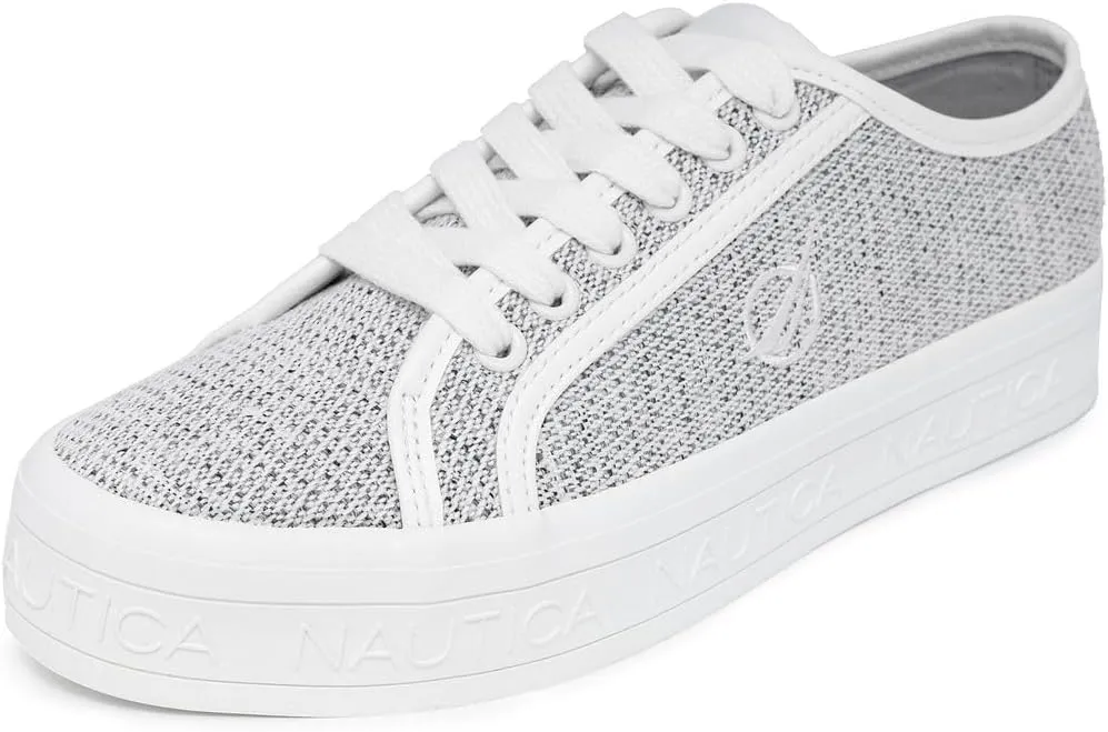 Nautica Women’s Lace-Up Fashion Sneakers – Low-Top Casual Walking & Tennis Shoes with Platform or Regular Heel