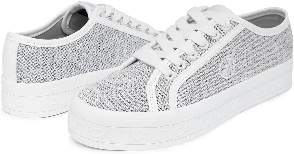 Nautica Women’s Lace-Up Fashion Sneakers – Low-Top Casual Walking & Tennis Shoes with Platform or Regular Heel