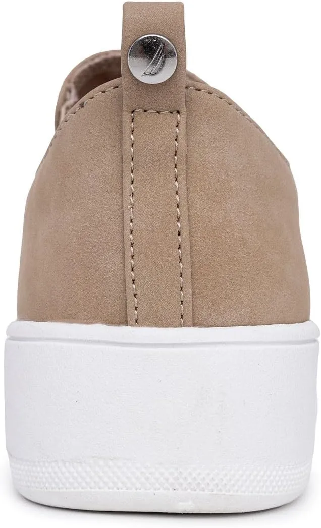 Nautica Women's Zipper Slip-On Oxford Sneakers, Low-Top Fashion Sneakers for Casual Walking