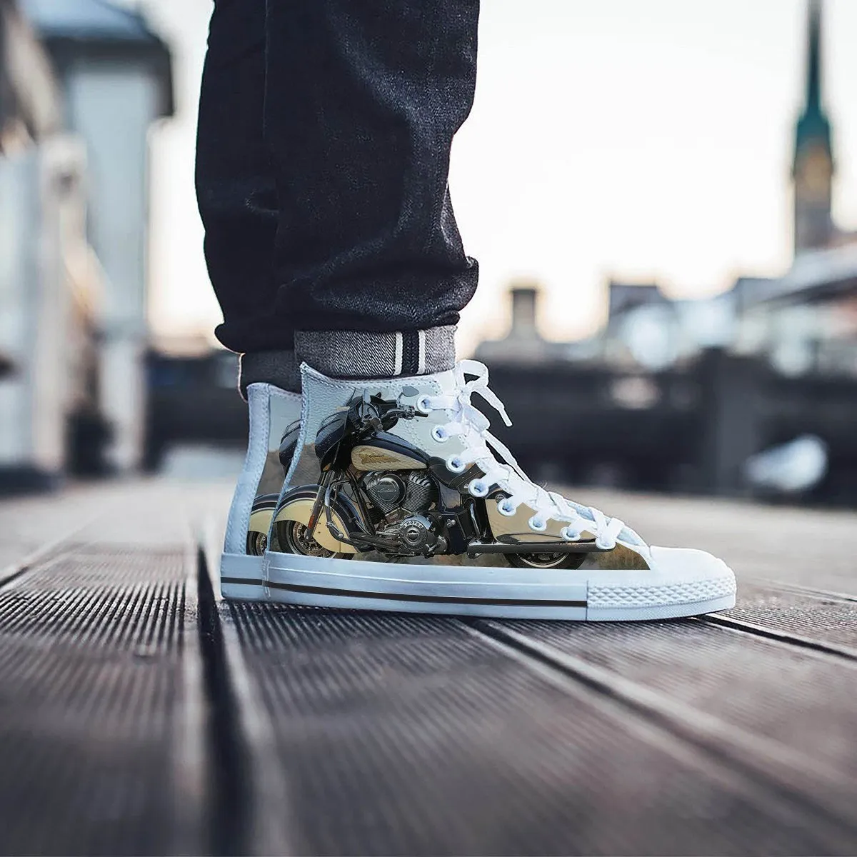 new indian motorcylce mens high top sneakers