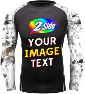 O2TEE Design Your Own Long Sleeve Compression Trainning Top Front & Back Add Your Text