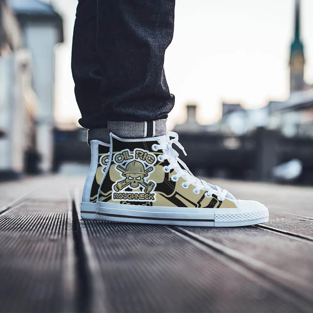 oil rig roughneck mens high top sneakers