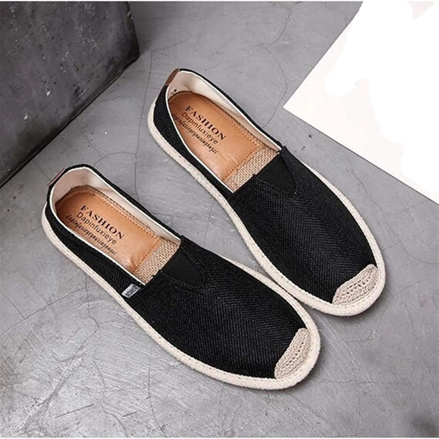 Old Beijing Cloth Shoes Breathable Linen Casual Men's Shoes Canvas Casual Flat Shoes Kung Fu Shoes Walking Shoes Size 39-44