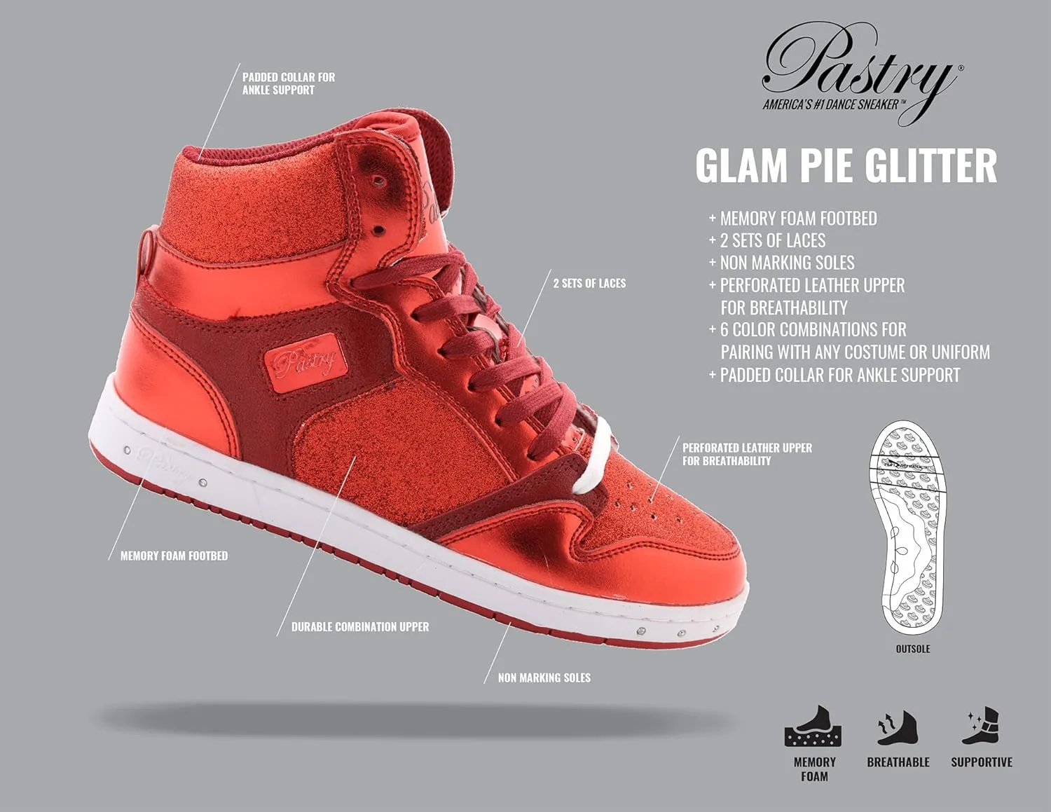 Pastry Glam Pie Glitter High-Top Sneaker & Dance Shoe for Adults