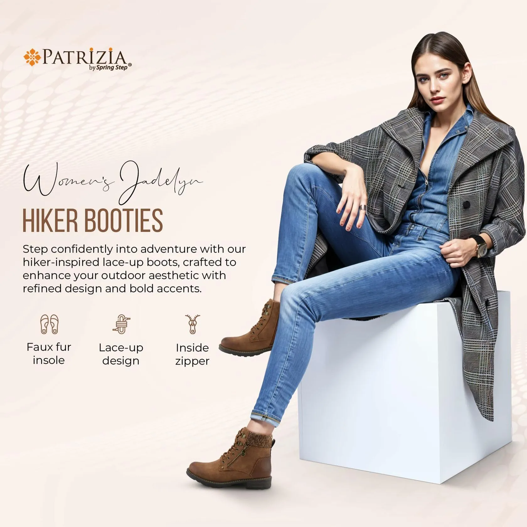 PATRIZIA Women's JADELYN Hiker Booties with Sweater-Knit Collar, Metal Eyelets,