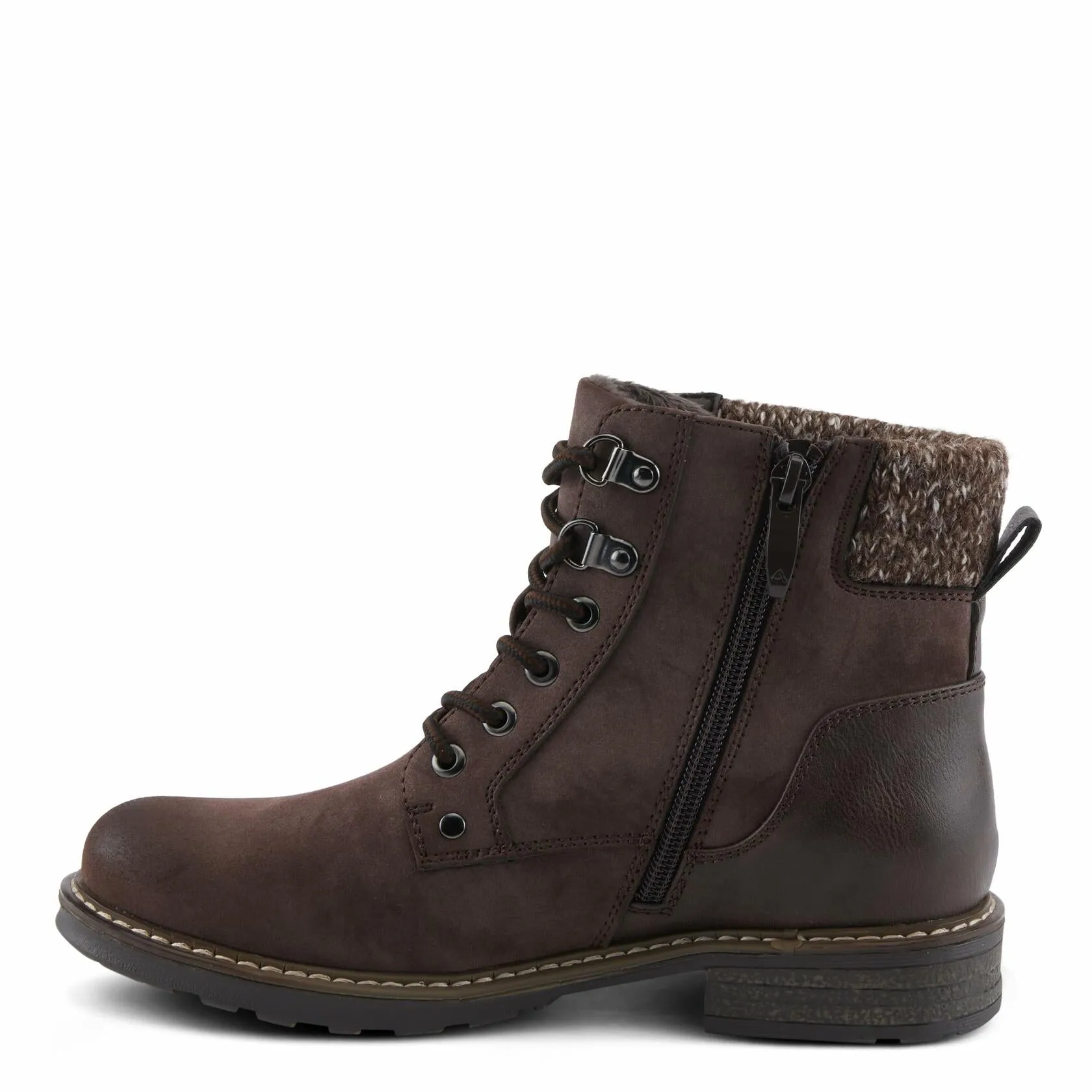 PATRIZIA Women's JADELYN Hiker Booties with Sweater-Knit Collar, Metal Eyelets,