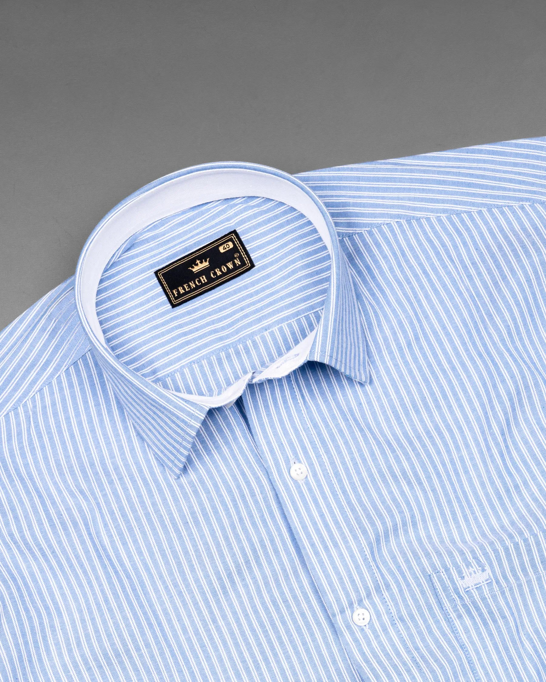 Perano Blue with White Striped Royal Oxford Shirt