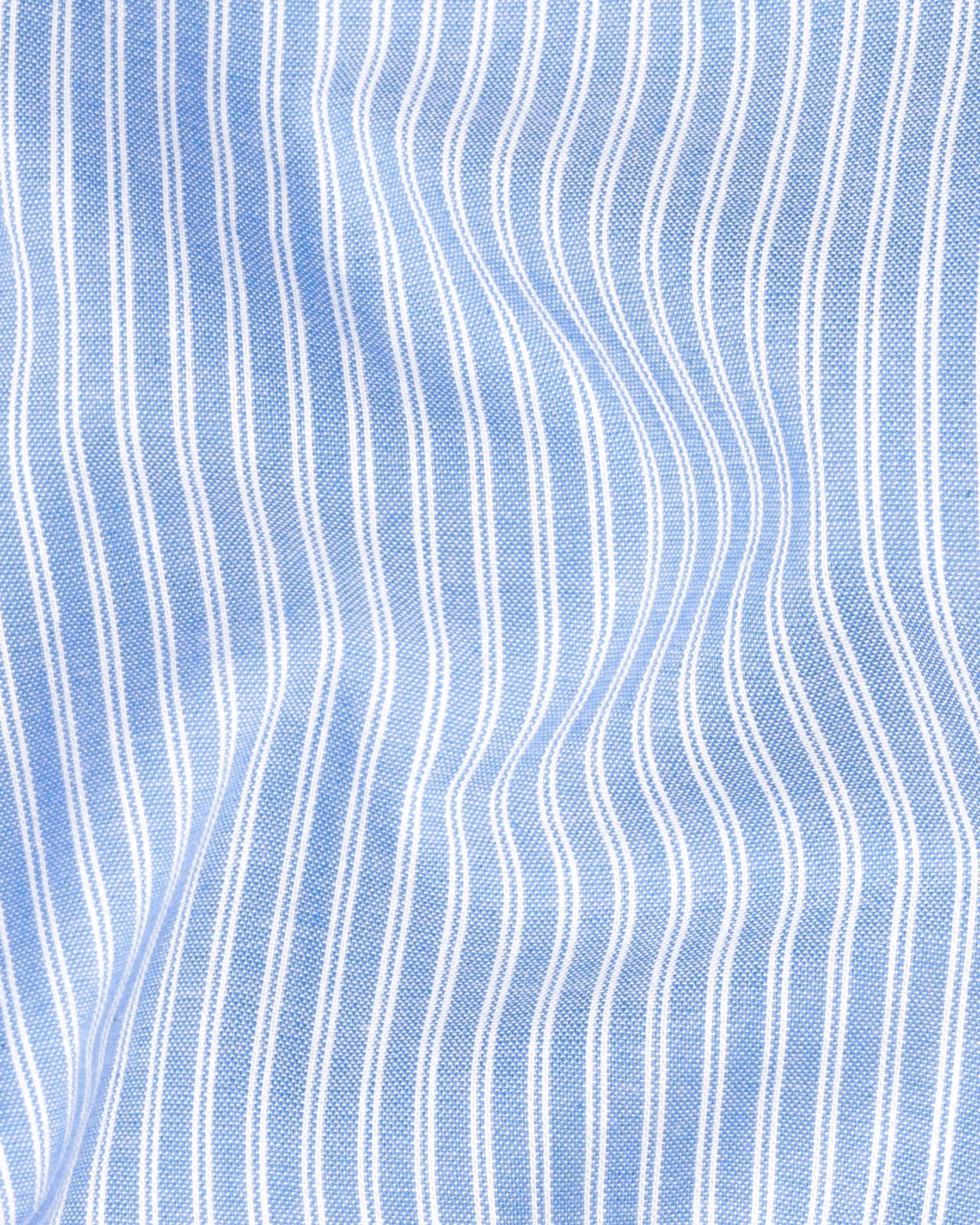 Perano Blue with White Striped Royal Oxford Shirt