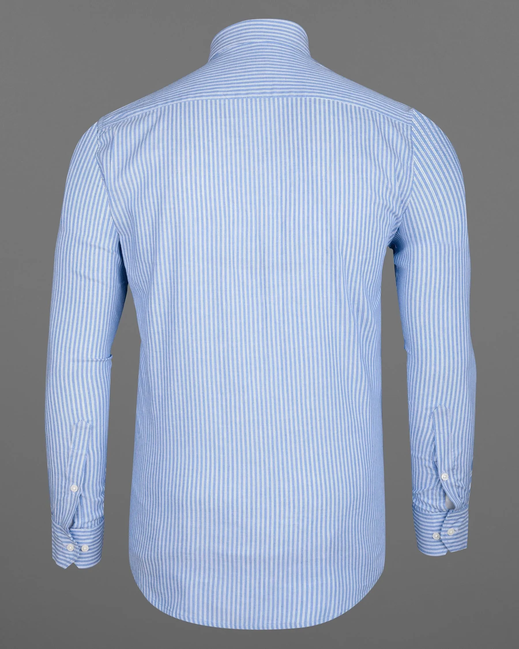 Perano Blue with White Striped Royal Oxford Shirt