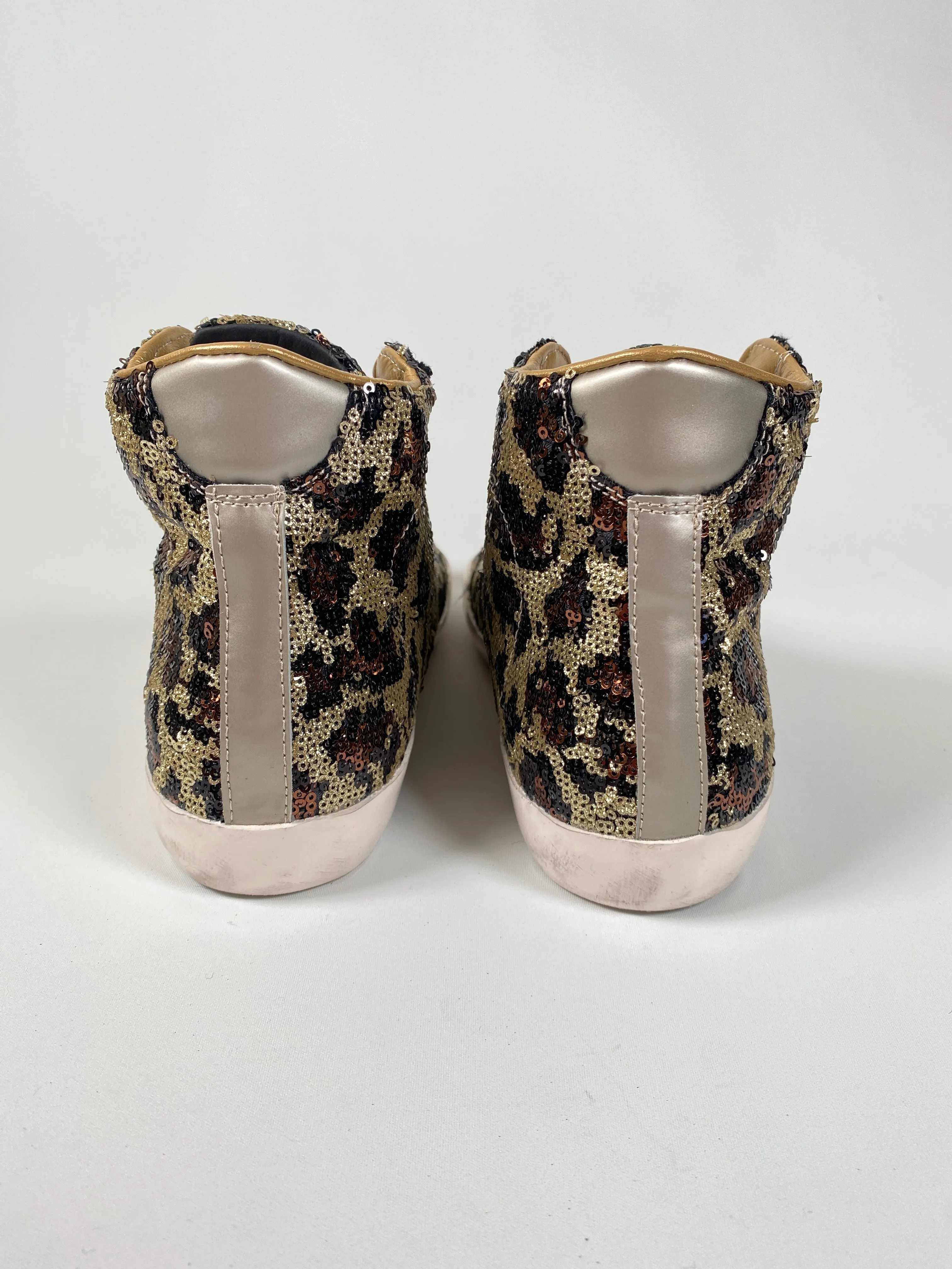 PHILIPPE MODEL - ANIMAL PRINT SEQUIN HIGH TOPS - SZ 39 - NEW IN BOX