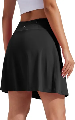 Pioneer Camp Women 18'' Tennis Skirts High Waisted Golf Skort with Shorts Pockets Athletic Long Skirts Workout Running