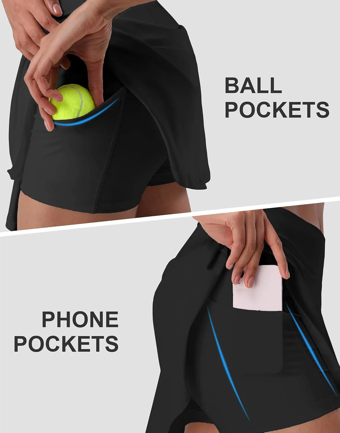 Pioneer Camp Women 18'' Tennis Skirts High Waisted Golf Skort with Shorts Pockets Athletic Long Skirts Workout Running
