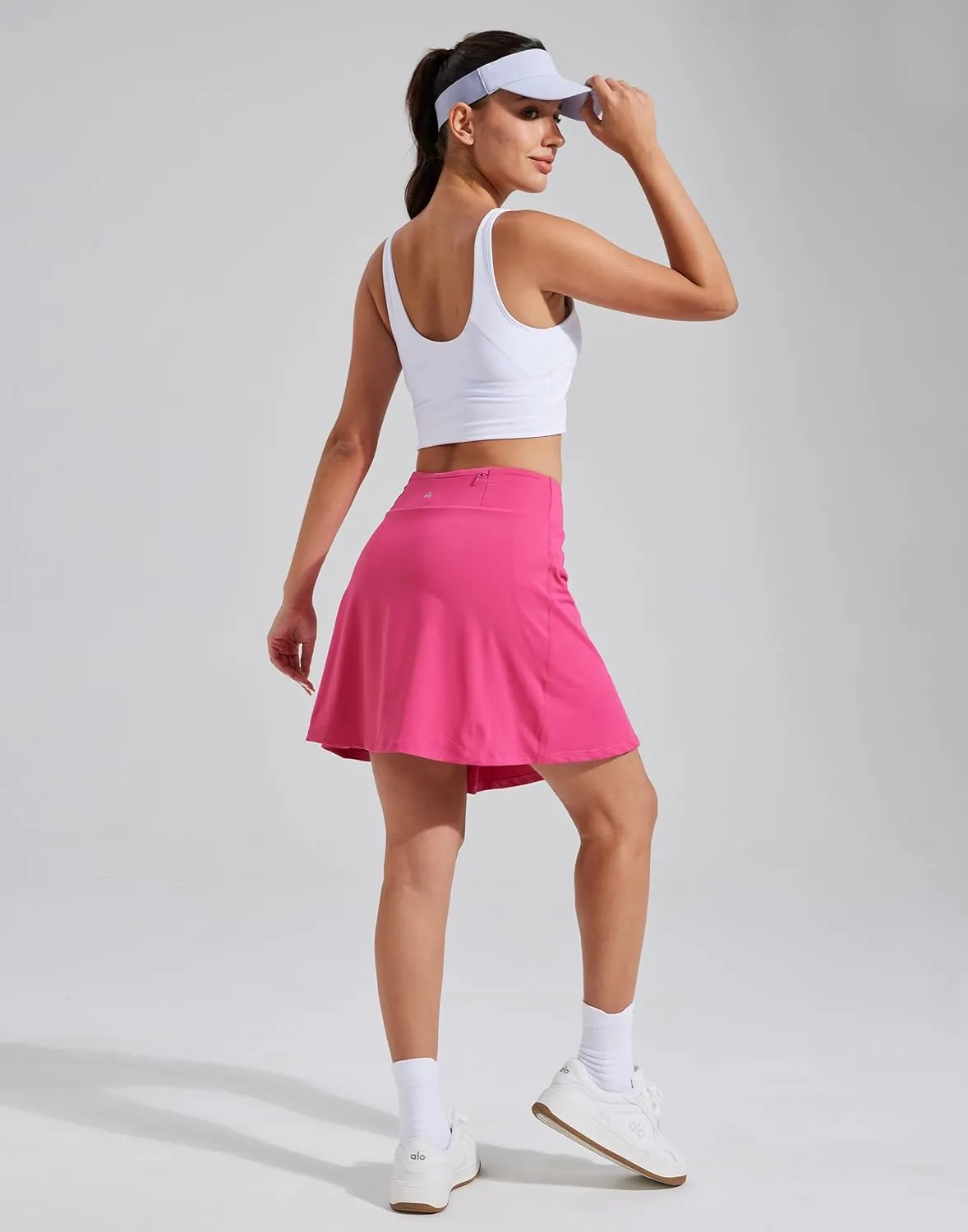 Pioneer Camp Women 18'' Tennis Skirts High Waisted Golf Skort with Shorts Pockets Athletic Long Skirts Workout Running