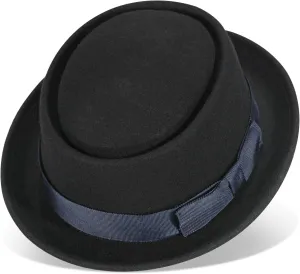 Pork Pie Hats for Men/Women, 100% Wool Felt Hat Stout Porkpie Breaking Bad Hat Flat Top Fedora Hats Boater Derby Crushable