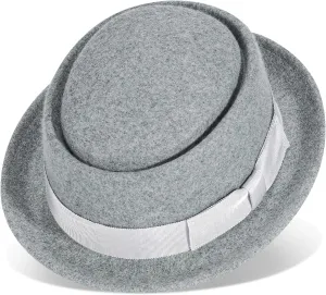 Pork Pie Hats for Men/Women, 100% Wool Felt Hat Stout Porkpie Breaking Bad Hat Flat Top Fedora Hats Boater Derby Crushable