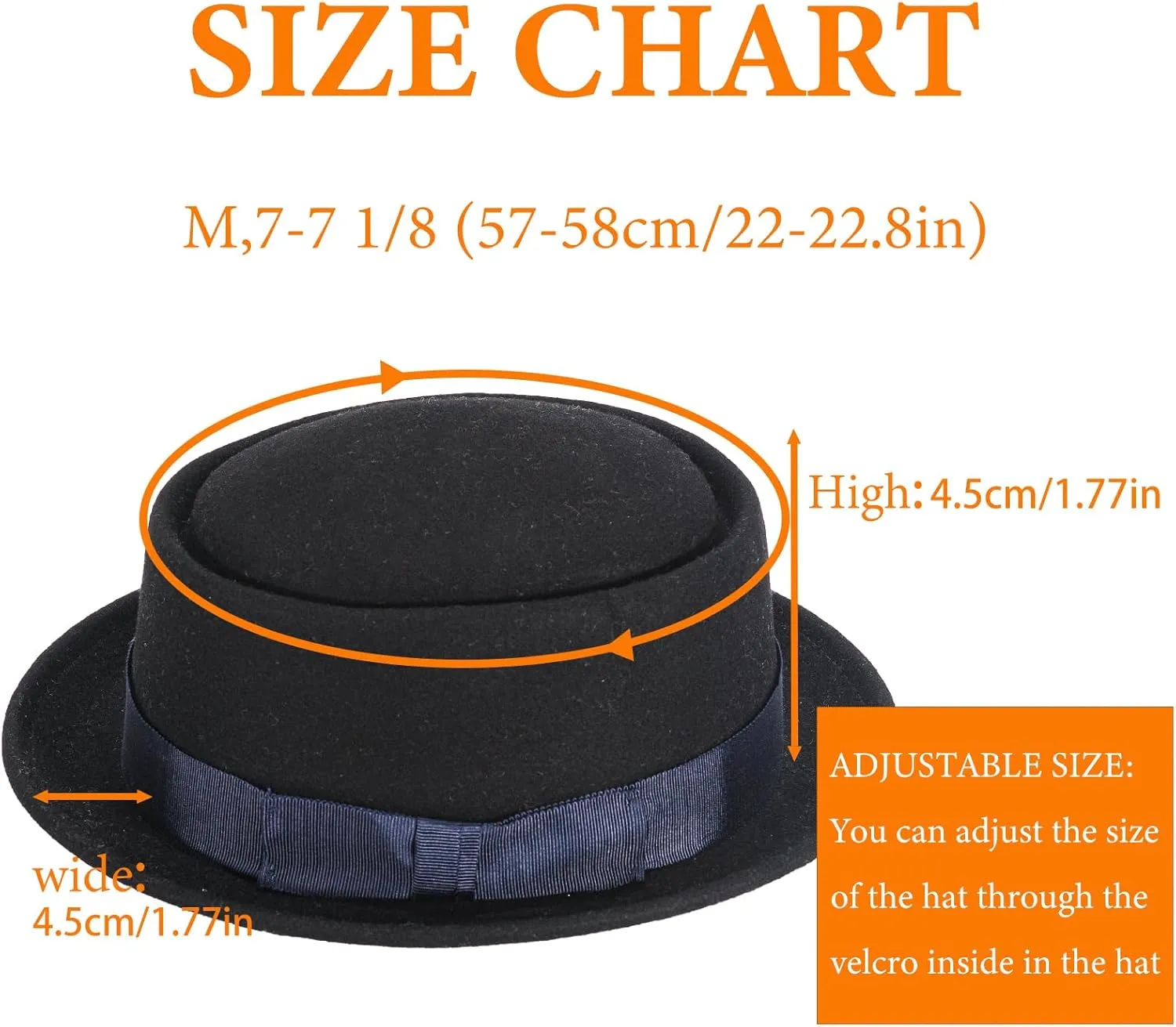 Pork Pie Hats for Men/Women, 100% Wool Felt Hat Stout Porkpie Breaking Bad Hat Flat Top Fedora Hats Boater Derby Crushable