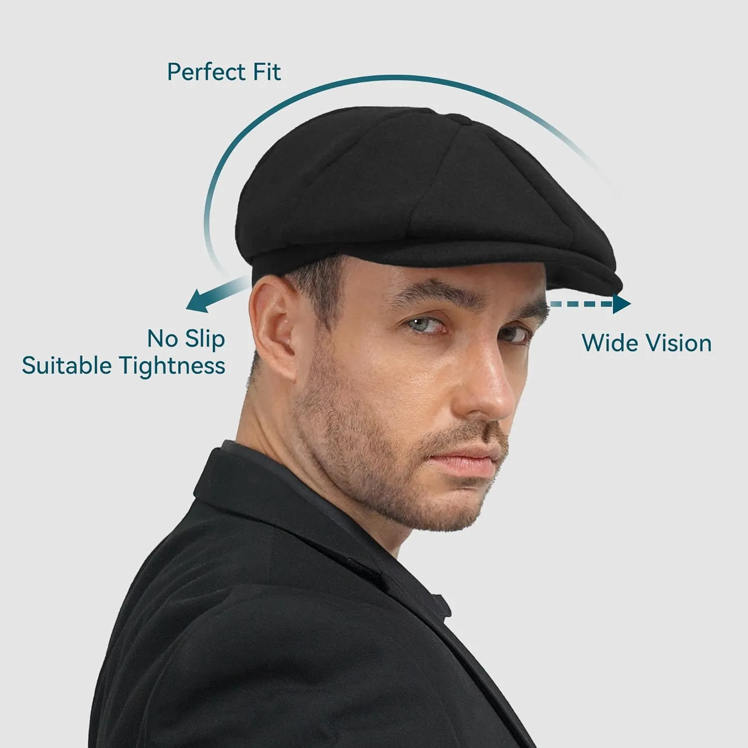 POUDAY Wool Blend Newsboy Cap for Men Irish Cap Newsboy Hat Newsies Cabbie Hat